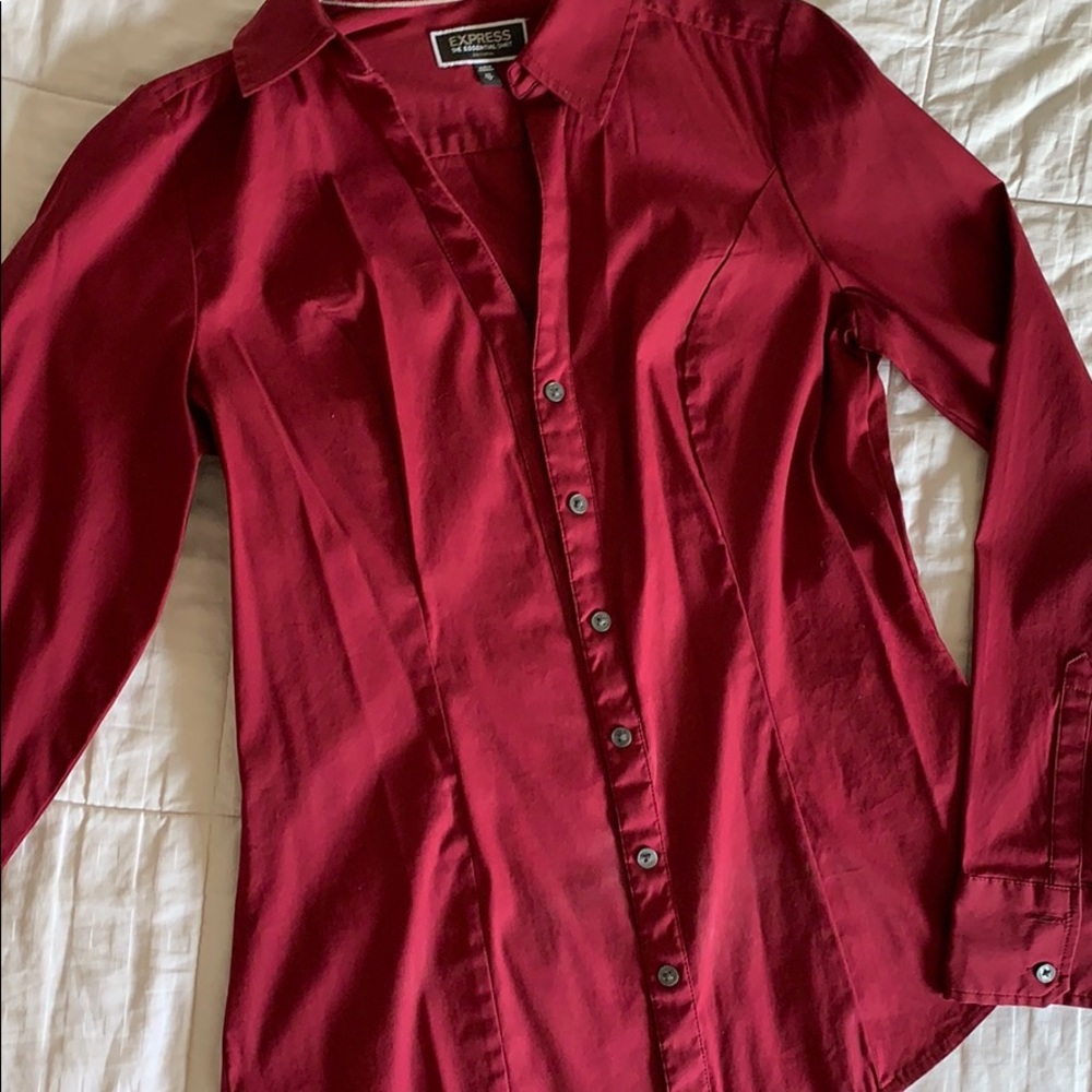 Express Essential Shirt Button Down -Red